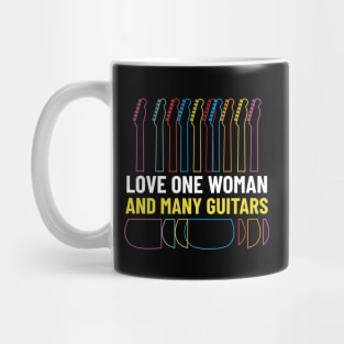 Love One Woman and Many Guitars Guitar Outline Mug